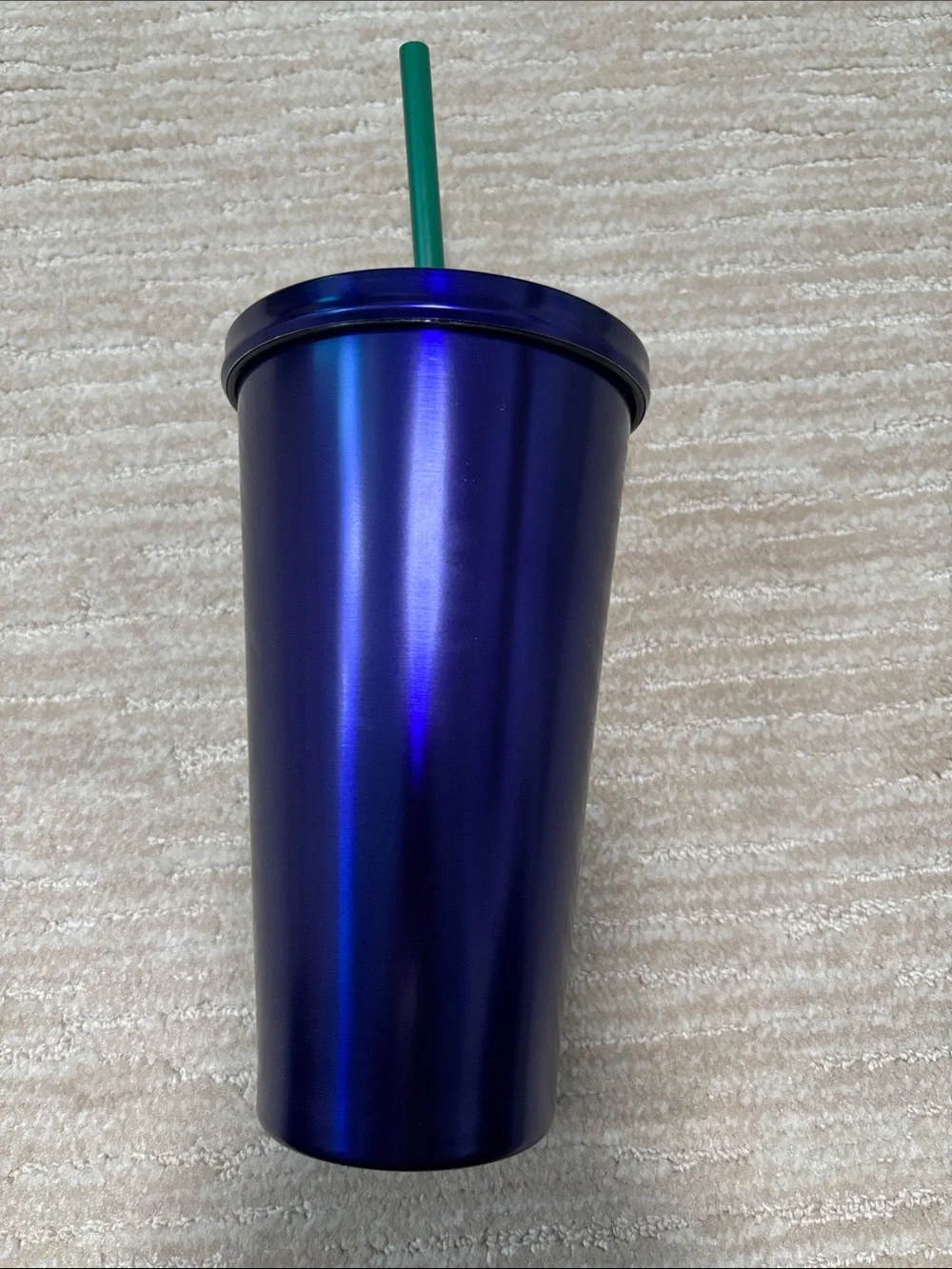 Starbucks Metallic Deep Blue/Purple Tumbler with Green Straw